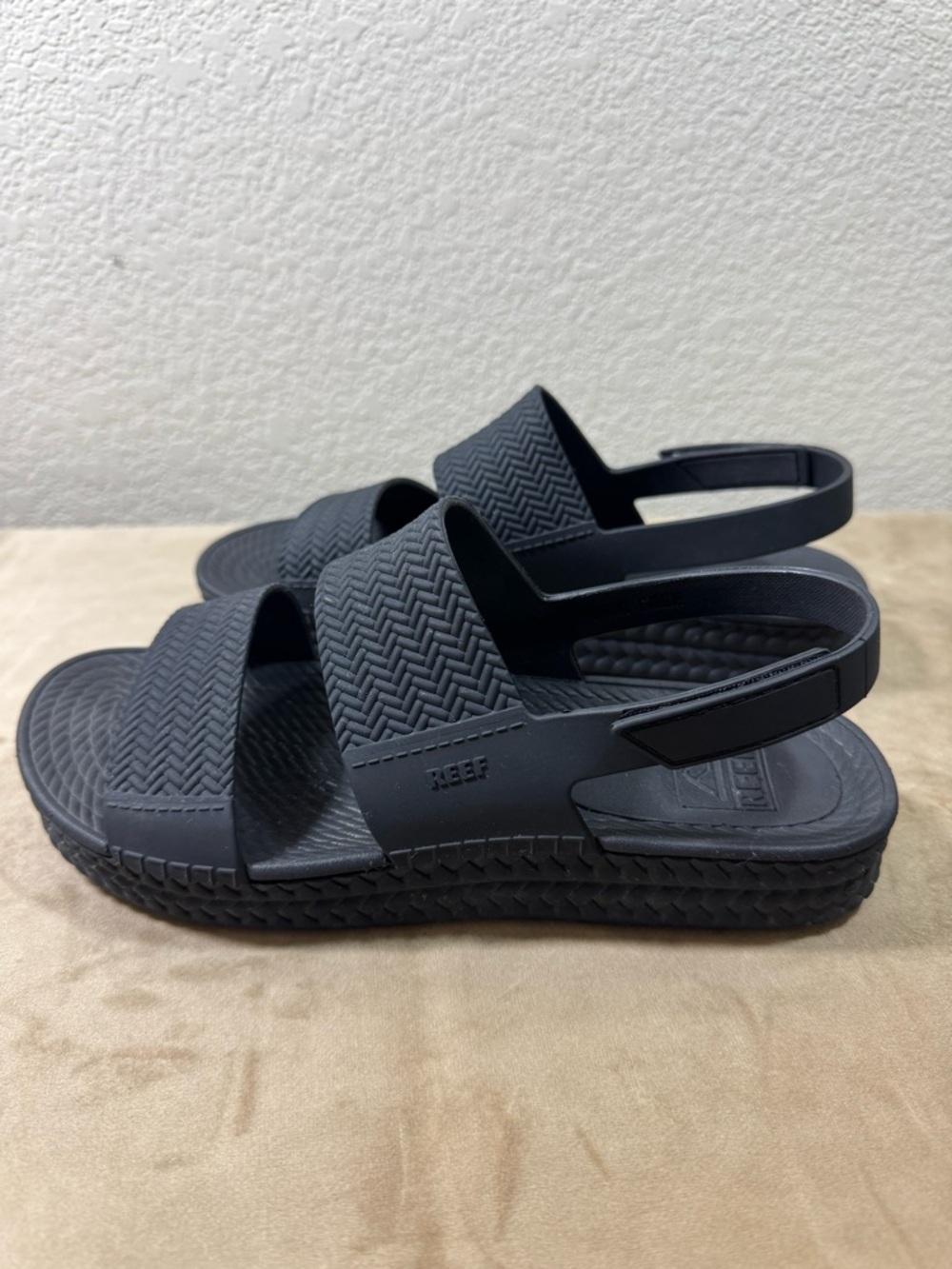 Reef Black Double-Strap Slide Sandals with Heel Strap - Picture 2 of 3